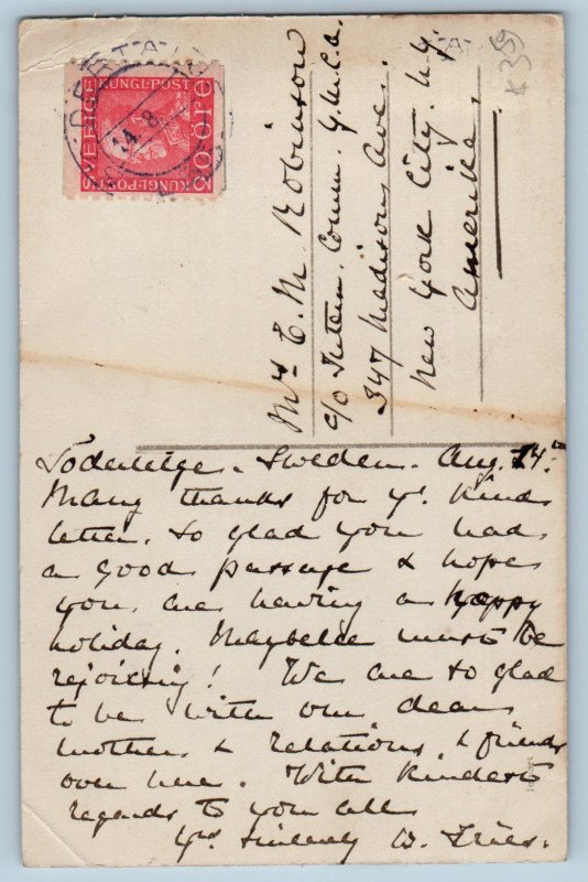 Sodertelje Sweden Postcard Bjorkudden River View c1920's Antique RPPC Photo