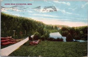 Scene near Rochester, Minnesota with Pth along river and trees