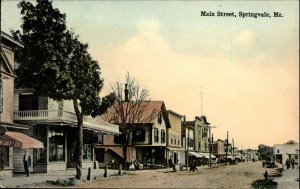 SPRINGVALE ME Main Street Scene c1910 Postcard