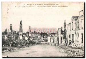 Old Postcard Battle of the Marne Sernaize les Bains Street Cheminon after the...