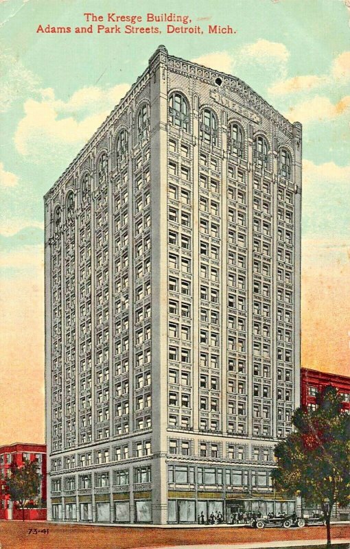 DETROIT MICHGIANTHE S S KRESGE BUILDING-ADAMS & PARK STREETS-1915 POSTCARD 