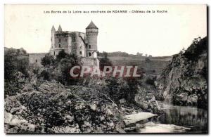 Old Postcard The Banks of the Loire around Roanne Roche your castle