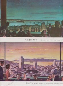 Hotel Mark Hopkins San Fransisco 2x Tope Of The Mark Advertising Postcard s