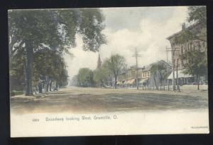 GRANVILLE OHIO BROADWAY STREET SCENE ANTIQUE VINTAGE HANDCOLORED POSTCARD