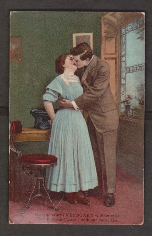 Romantic - Couple Kissing - Used 1909 - Slight Edge & Corner Wear