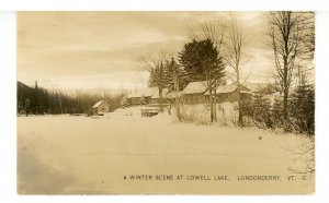 VT - Londonderry. Lowell Lake Winter Scene ca 1924   RPPC