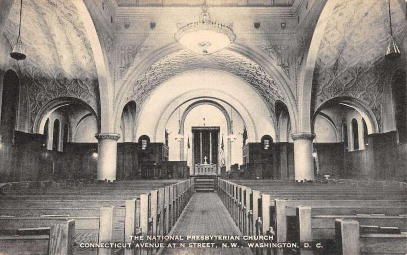 Washington DC National Presbyterian Church Interior Antique Postcard K26347