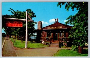 Fireplace Of States Building, Bemidji, Minnesota, Vintage Chrome Postcard, NOS