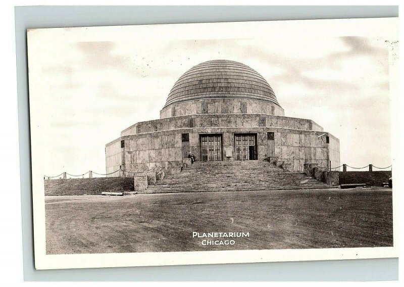  Rppc Vintage Postcard Real Photo Planetarium Building Chicago Illinois 