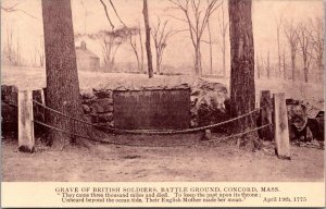 Concord Massachusetts Ma Postcard Rev War - British Soldier Grave -