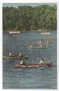 Finish Canoe Derby Race Boat Minneapolis Minnesota postcard