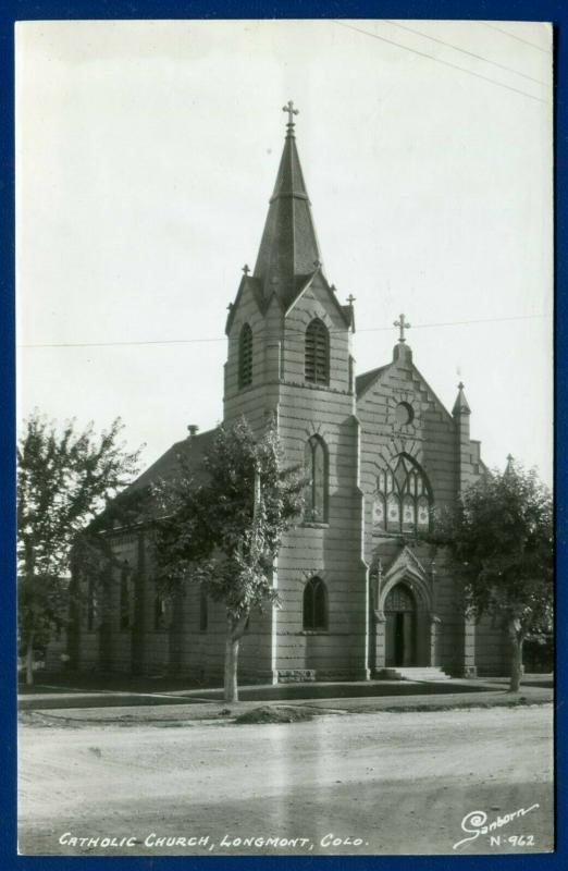 Longmont Colorado co Catholic Church Real Photo Postcard RPPC