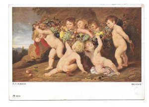 Peter Paul Rubens The Fruit Bearers Children F A Ackermann Munich Art Postcard