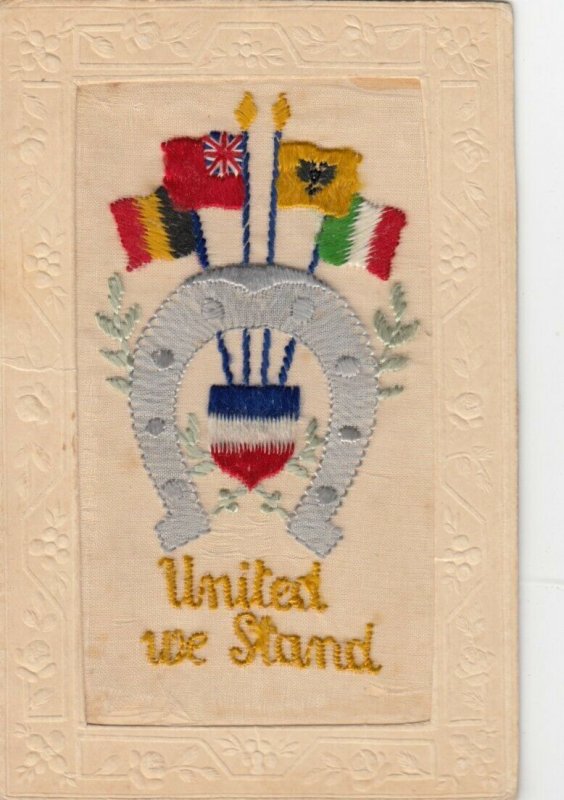 WAR 1914-18 ; United we stand ; Flags of Allies ; Embroidered