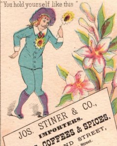 1880s Jos. Stiner Teas Coffees Aesthetic Movement #1 Fab! P132