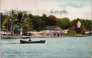 High Park and Lake Ontario Toronto Man in Boat c1908 FJ Roy Postcard G96