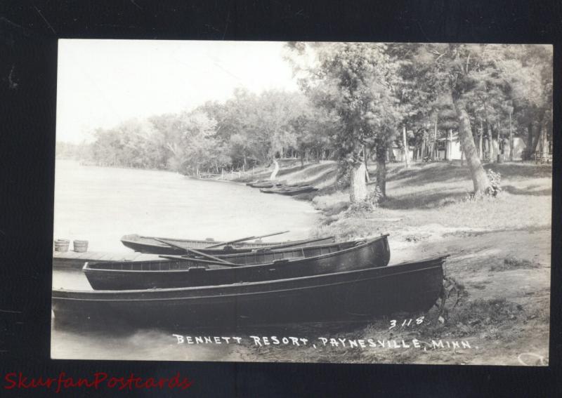 RPPC PAYNESVILLE MINNESOTA BENNETT RESORT BOATING VINTAGE REAL PHOTO POSTCARD