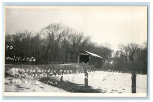 c1940's Covered Bridge Over Big Bureau Creek Princeton IL RPPC Photo Postcard