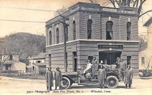 Winsted CT Auto Fire Truck #1 Firefighters Union #1 RPPC Postcard