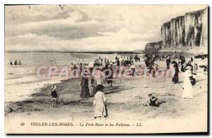 Old Postcard Veules Les Roses Small Bath And The Cliffs