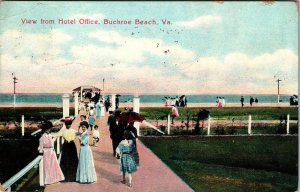 C. 1909 View from Buckroe Beach Hotel Office  VA Postcard VTG Women Ocean