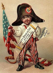 Lot of 6 1880's Soap Cards Patriot Boy Flag Grecian Girl Girls Well P148