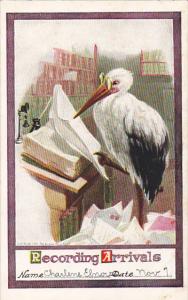 Stork Recording Arrivals In Book