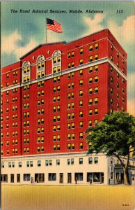 Vtg 1940s The Hotel Admiral Semmes Mobile Alabama AL Linen Postcard