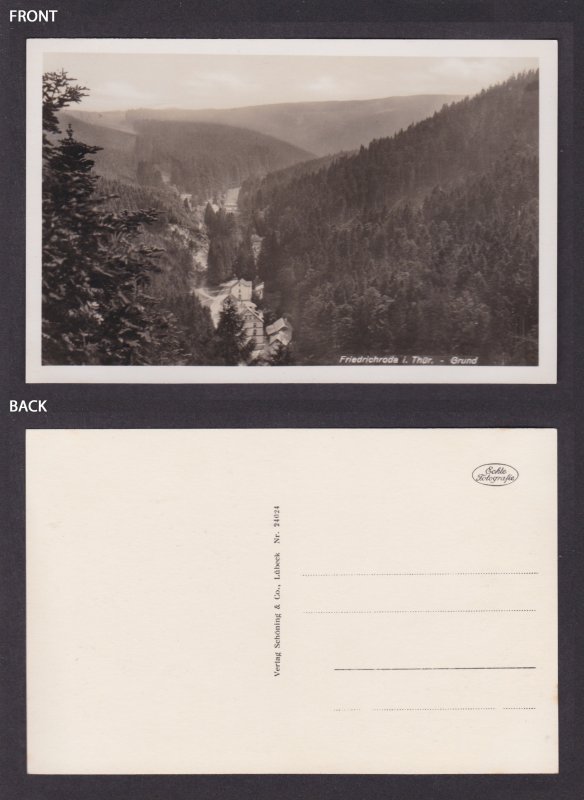 Vintage postcard Friedrichroda Grund valley Thuringia Germany forest view