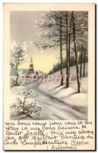 Old Postcard Fantasy landscape in the snow