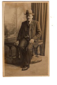 Real Photo Portrait Man In Suit, Hat, Pocket Watch