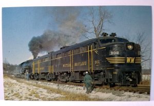 Railroad Postcard Steam Train Western Maryland 4-8-4 Railway No 302 Camelback
