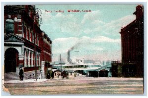 1909 View Of Ferry Loading Steamer Ship Windsor Canada Posted Antique Postcard 