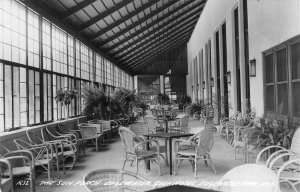 RPPC Sun Porch, Edgewater Gulf Hotel, Edgewater Park, MS c1940s Vintage Postcard