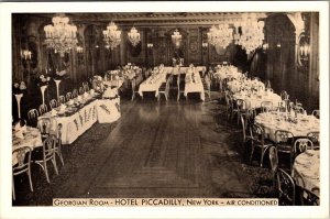 Vintage Postcard GEORGIAN ROOM - HOTEL PICCADILLY, NEW YORK JT13