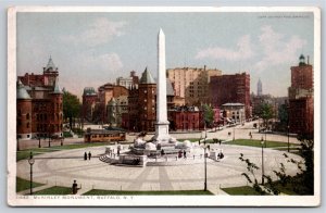 Detroit Pub~Buffalo New York~McKinley Obelisk Monument In Square~Vintage PC