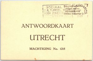 VINTAGE POSTCARD DUTCH REPLY CARD NETHERLANDS BIOLOGY SLOGAN CANCEL 1949