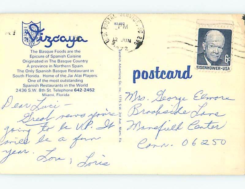 Pre-1980 MURAL AT VIZCAYA SPANISH RESTAURANT Miami Florida FL B9734