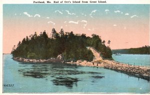 Vintage Postcard End Of Orr's Island From Great Island Portland Maine TENC Pub.