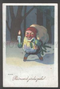 109309 Illuminated Funny GNOME Elf in X-MAS Forest Vintage PC