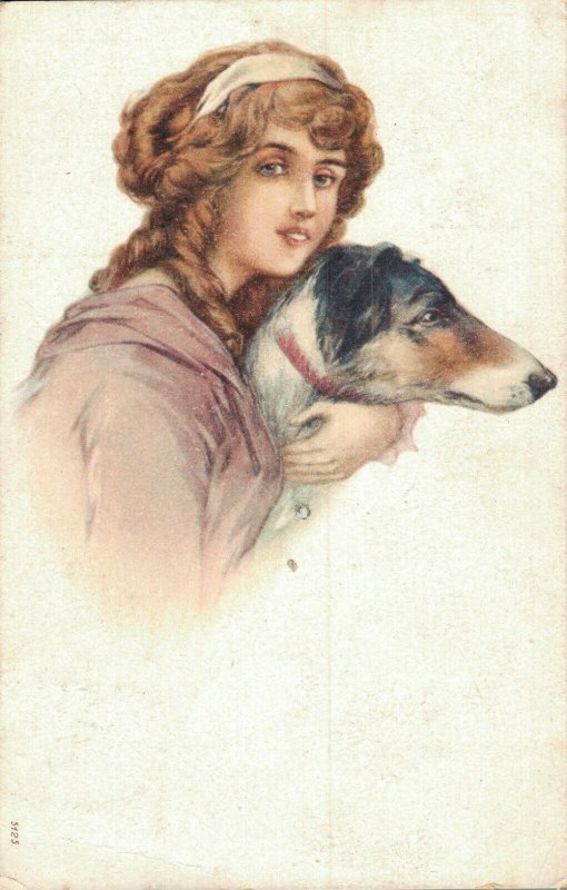 Beautiful woman cuddling a dog Litho 03.10