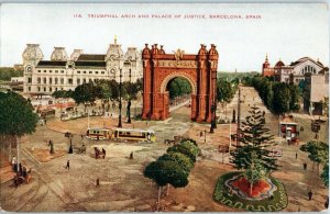 Triumphal Arch and Palace of Justice Barcelona Spain Postcard