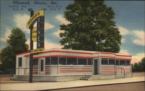 Monarch Diner Dover NH Beautiful Roadside Linen Postcard