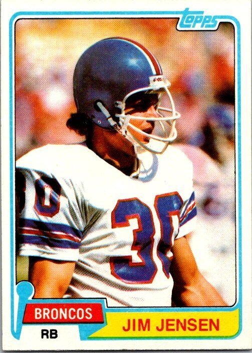 1981 Topps Football Card Jim Jensen Denver Broncos sk60074