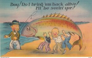 Exaggeration Fishing Comic Postcard , 30-40s : #7