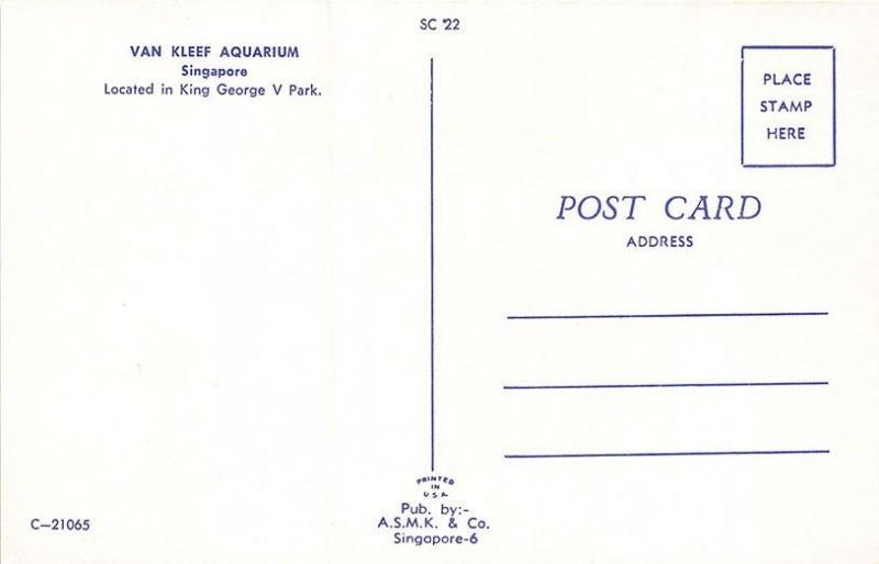 Singapore China A. S. M. K. & Co. Number SC 22 Postcard