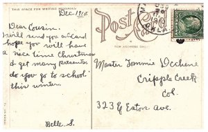 Merrie Christmas Greeting Young Couples Snowball Fight Miller 1910 Postcard