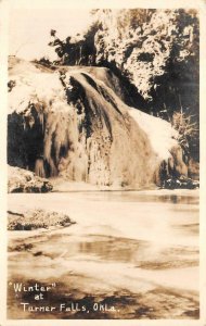 RPPC IWINTER AT TURNER FALLS OKLAHOMA REAL PHOTO POSTCARD (1940s)