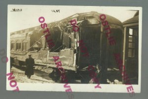 Worthington MINNESOTA RPPC 1914 TRAIN WRECK Tipped Over OMAHA R.R. Railroad #2