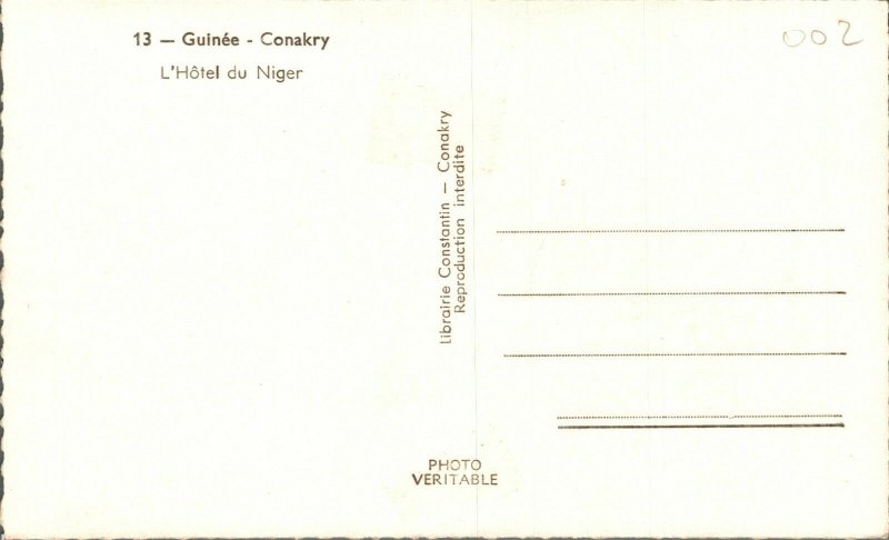 Guinea Conakry Hotel du Niger Vintage RPPC 08.56